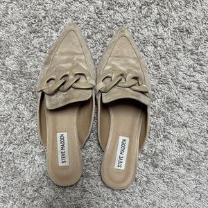 Steve Madden Beige Suede Mules